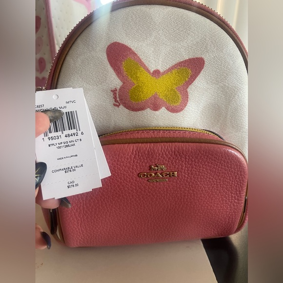 Coach Butterfly mini Backpack in color block Taffy/Chalk - Picture 2 of 2